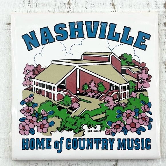 Vintage 3pc Memphis Nashville Tennessee America 5”x5” Ceramic Coaster/Decor Set - Picture 4 of 6